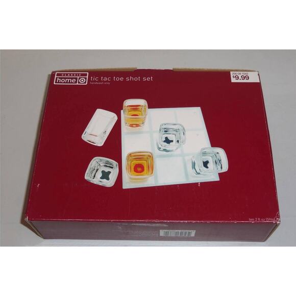 NIB Tic Tac Toe Drinking Game Shot Glass Set Classic Home -0214T03 - Picture 1 of 2